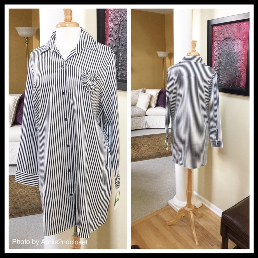 KATE SPADE SIGNATURE STRIPED HEART SLEEP SHIRT - Picture 3 of 8